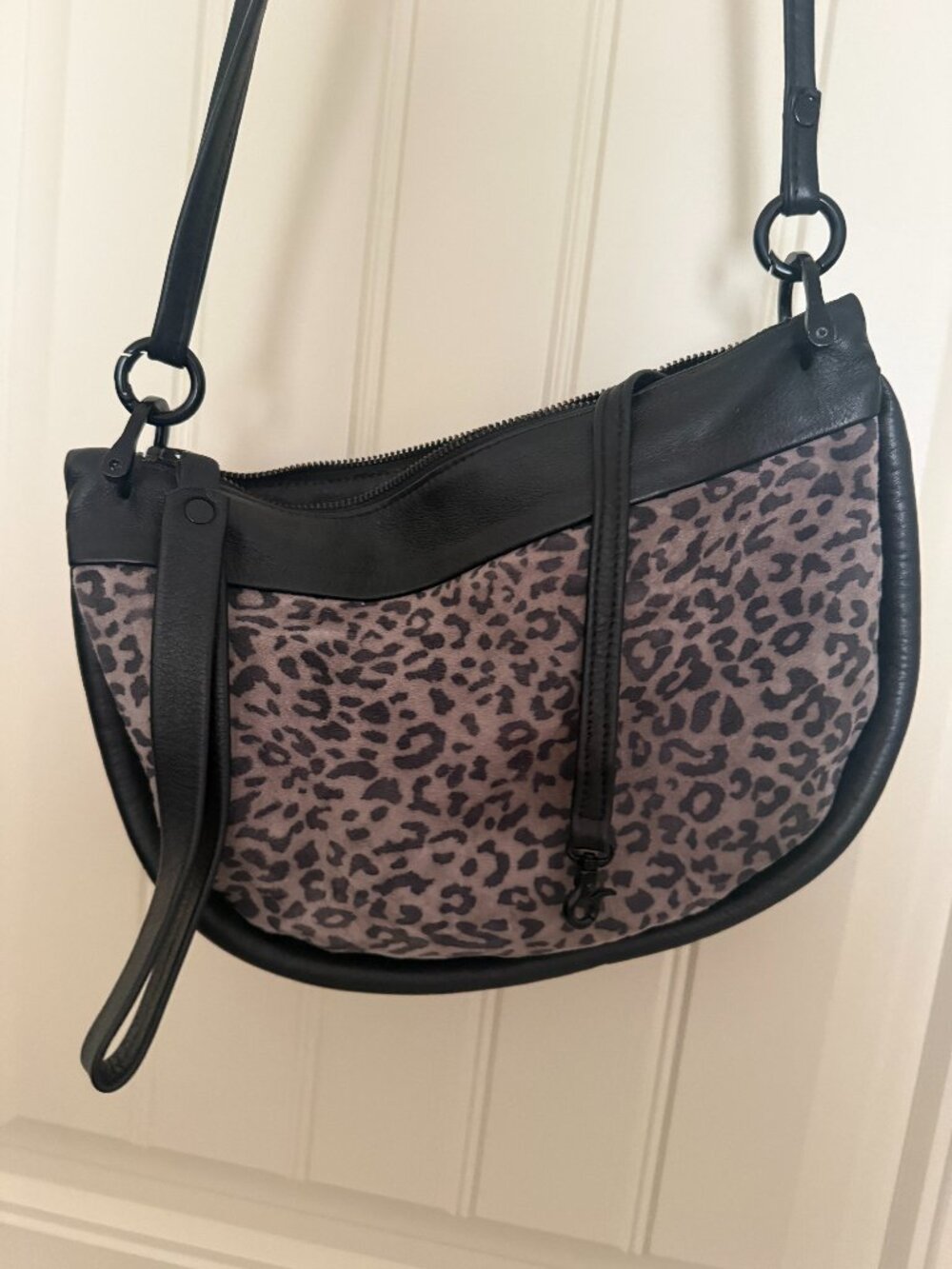 Daniella Lehavi Gray Leopard Print Leather Crossbody Bag